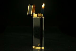 Cartier Gas Lighter Paris Black Color Oval Vintage A28