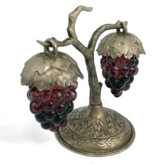VINTAGE Purple Grape Salt and Pepper Shakers and Hanging Holder 2