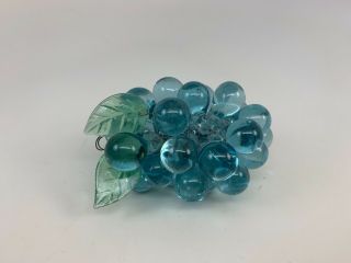 Vintage Mid Century Baby Blue Glass Grapes Cluster Decorater Hollywood