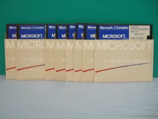 Microsoft C Compiler Vintage Computer 5 1/4 " Floppy Disks Set - Dos 048014.  400