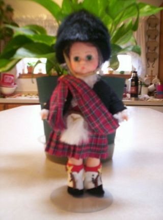 Vintage Madame Alexander " Scotland Boy " Outfit Tagged 8 " Doll & Stand