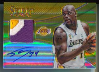 2013 - 14 Shaquille O’neal Panini Select Auto Patch Gold Prizm 5/10 Lakers Hof