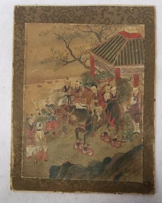 Antique Chinese Silk Scroll Painting Boys Playing Unsigned Album
