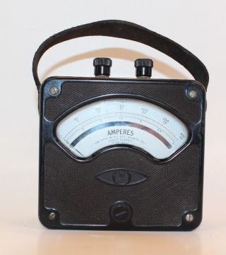 Vtg Westinghouse Amperes Amp Meter Dc 1205700 Px - 4 Blck Steampunk Portable Milli