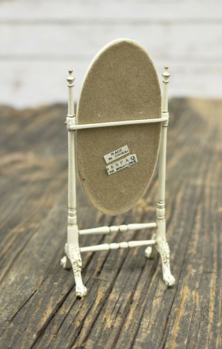 Bespaq Miniature Dollhouse White With Gold Trim Floor Standing Mirror 1:12 Scale 3