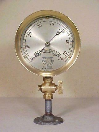 Antique 1906 Crosby Standard Steam Pressure Test Gauge 5 " Solid Brass Steampunk