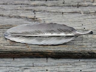 Vintage Stuart Nye Hand Wrought Sterling Silver Feather Pin Brooch 2
