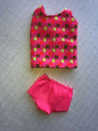 Vintage Barbie Tnt Twist N Turn 1160 Pink Swimsuit Top And Bottoms