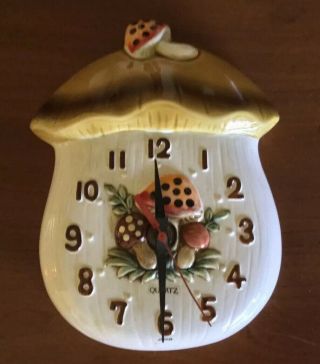 Vintage Sears Merry Mushroom Ceramic Kitchen Wall Clock