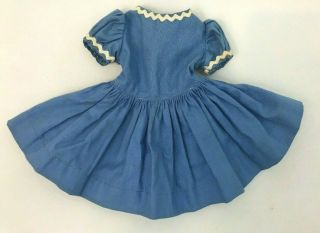 Mary Hoyer Vintage Doll Clothes Tagged 14 " Dress Blue White Rickrack Trim