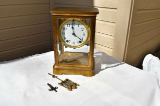 1900’s Antique Seth Thomas Crystal Regulator Mantel Clock Porcelain Dial