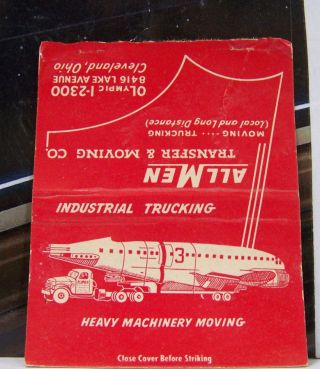 Rare Vintage Matchbook Cover B3 Cleveland Ohio Heavy Machinery Moving Plane