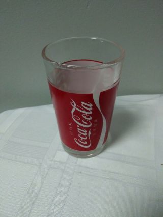 Vintage Chinese Classic Coca - Cola Coke Red White Drinking Glass 4.  5” Tall 2