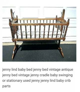 Vintage Maplewood Jenny Lind Swinging Cradle Baby Bed Crib Bassinet &mattress