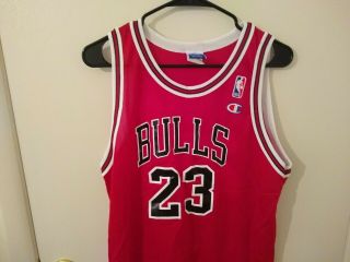 Vintage 90s Michael Jordan Chicago Bulls Youth Red Home Jersey Size Xl 18 - 20