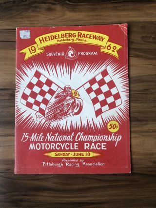 Vintage Motorcycle Racing Program Ama 1962 Heidelberg Raceway