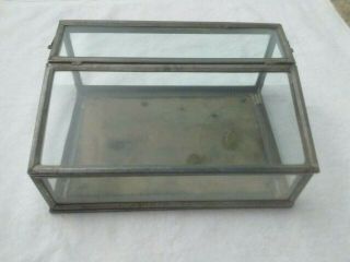 Antique Rare Small Tin And Glass Display Case Showcase Salesman Sample ?