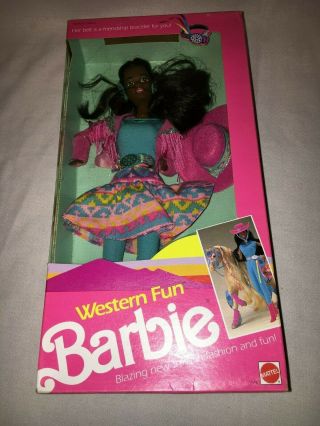 Vintage 1989 Black Western Barbie Nrfb