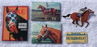 Secretariat 1973 Kentucky Derby Four Magnets And One Pin Triple Crown Big Red