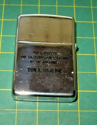 Vintage Zippo Cigarette Lighter Military Presentation Master Sergeant Air Force