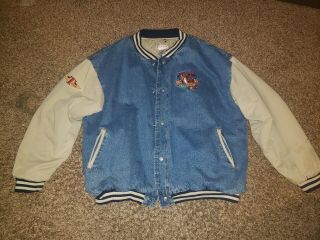 Tigger Disney Store Vintage Denim Varsity Bomber Jacket Size Xl Mickey Men 90s