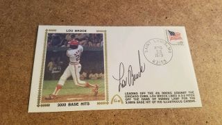 1979 Lou Brock 3000 Base Hits Cover Signed Signature