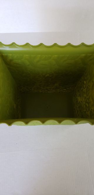 VINTAGE Retro MAX KLEIN Green FLORAL SCALLOPED PLASTIC WASTE BASKET TRASH CAN 2