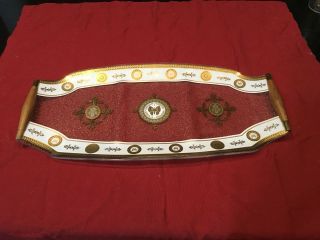 Vintage George Briard Glass Gold Butterfly Mid Century Tray Wood Handles