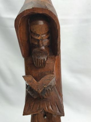 Vintage Handcrafted Carved Wooden Figurine - Friar/monk Priest 9”