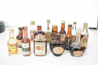18 Miniature Vintage Glass Liquor Bottles Some Collectable Mancave