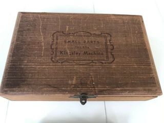 Kingsley Machine Foil Stamping Small Parts Dies Tools Vintage Wooden Box