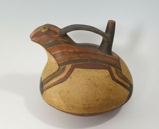 Pre - Columbian Style Nazca Polychrome Spout Bridge Stirrup Pottery Vessel Whistle 2