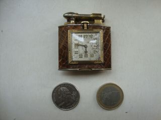 Vintage Art Deco Lift Arm Triangle Watch Pocket Lighter Banner 22k Gold