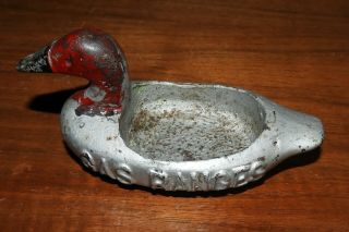 Vintage Cast Iron Duck Decoy Match Holder Fire King Gas Ranges Stove Advertising