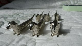Box of 6 Vintage French Daschund Silver Plate Knife Rests Cutlery Table Setting 2
