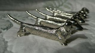 Box of 6 Vintage French Daschund Silver Plate Knife Rests Cutlery Table Setting 3