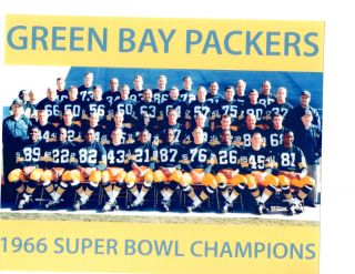 1966 World Champion Green Bay Packers 8x10 Team Photo Football