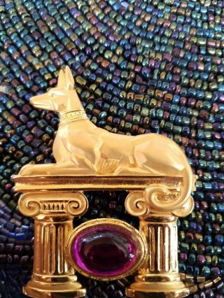 Vintage Signed J.  J And Park Lane Egyptian Anubis Jackal Dog Pin Brooch