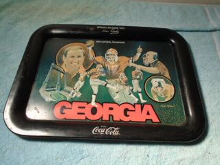 Georgia Bulldog Football 1980 National Champions Coca Cola Metal Tray 1981 Rare