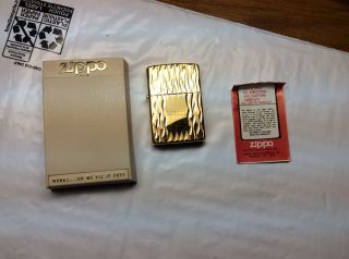 Vintage Zippo.  1979 Gold Tone With Plastic Box,  Instructions.