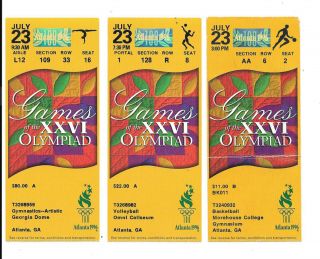 1996 Atlanta Summer Olympics Tickets - 3 Different Events - All Dated July 23rd