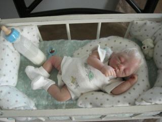Polymer Clay Baby Boy (comes With Vintage Crib - Ginnette 1950)