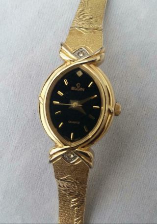 Ladies Citizen Diamond Gold Tone Vintage Quartz Watch Band Has Shiny Rose Design