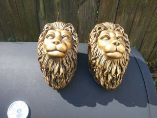 Vintage Set Of Lion Head Curtain Rod Wall Mount Swag Holders