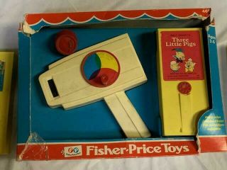 Vintage Fisher Price Movie Viewer Toy With 3 Cartridges