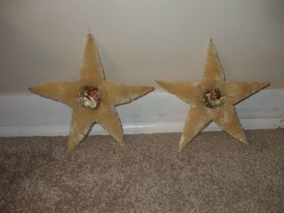 2 Vintage Bottle Brush Star Ornaments Or Tree Toppers