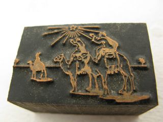 Vintage Letterpress Printers Block 3 Wise Men Star Of Bethlehem Religious Stamp