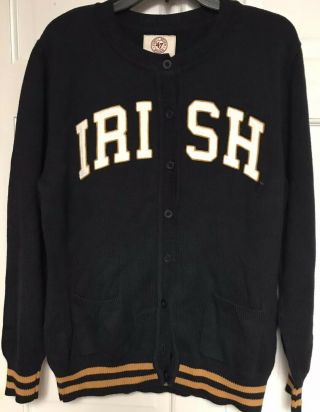 ‘47 Brand Vintage Notre Dame Irish Football Button Up Sweater Jacket,  Mens L