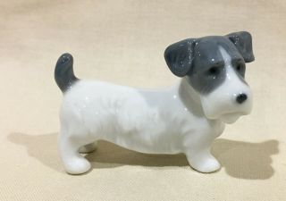 Vintage German Germany Porcelain Sealyham Terrier Dog Blue & White Marked