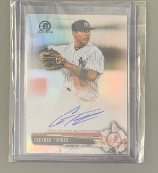 Gleyber Torres 2017 Bowman Chrome Auto Refractor Rookie Rc /499.  Yankees